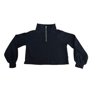 Abound Women's Black Qaurter Zip Cropped Athletic Sweater Size Small